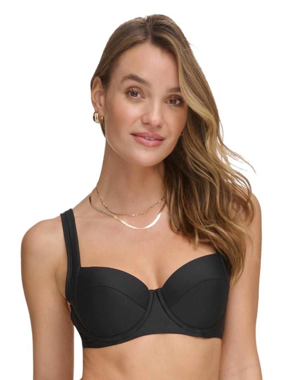 DKNY  Women's Molded Underwire Bikini Top, Black  Women Size  Large   NWT